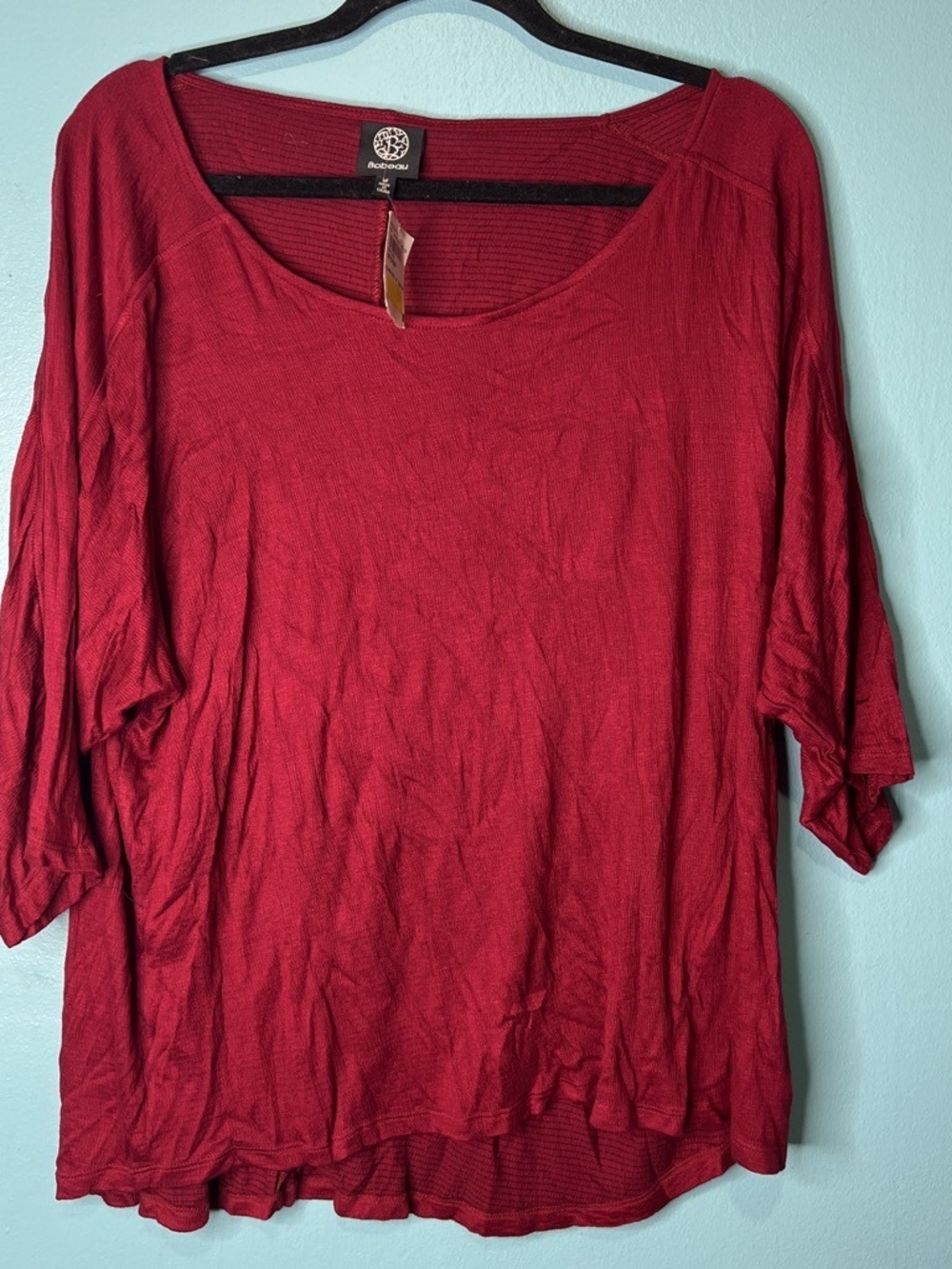 bobeau Red Scoop Neck Short Sleeve Tee
